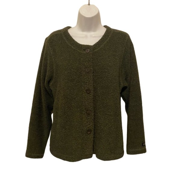 Vintage ALPS Olive button down Fuzzy cardigan Jacket size large - Picture 2 of 16